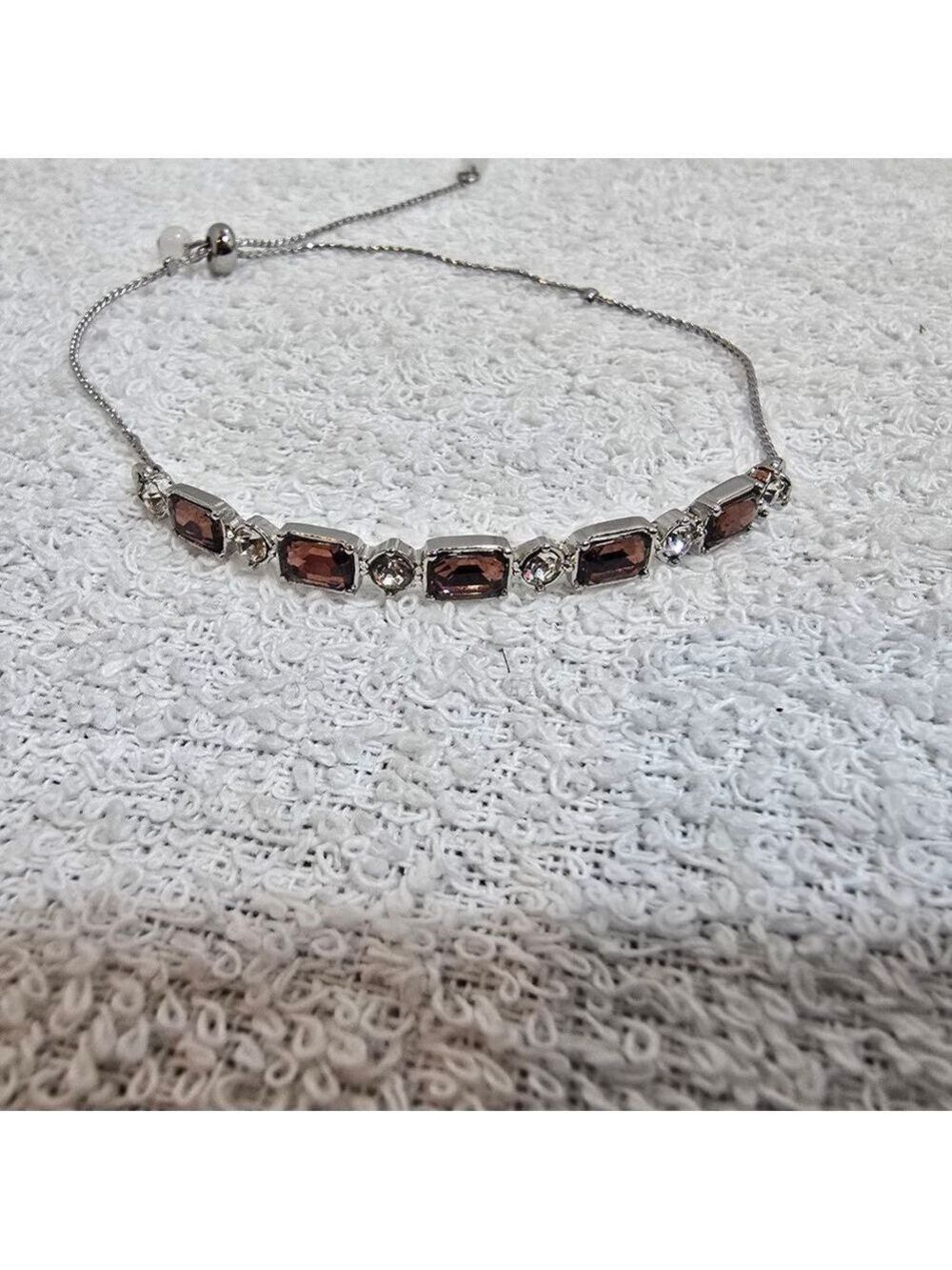 Women's STUDIO 1886 Silver and Brown Crystal Bolo Bracelet, One Size